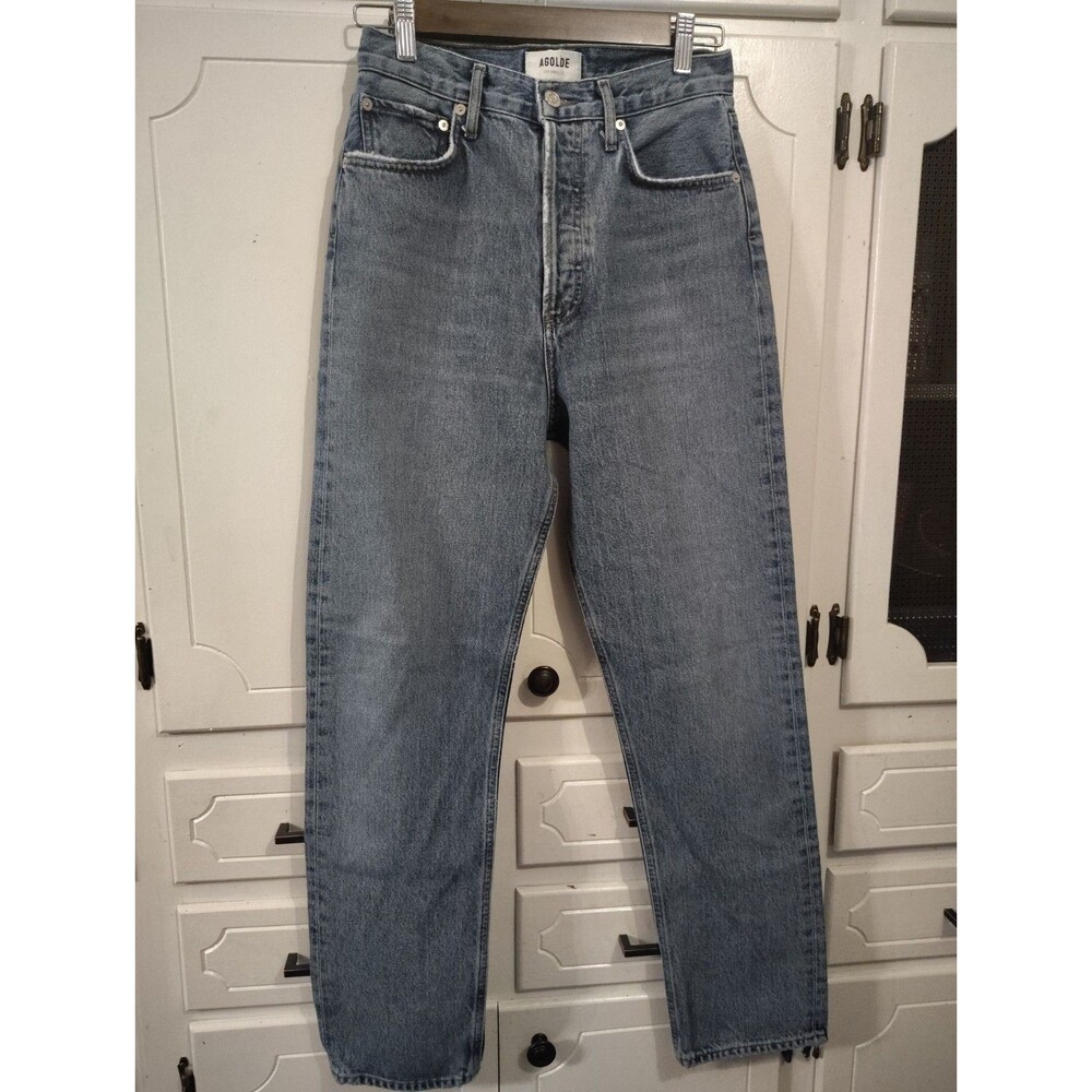 AGOLDE Jeans Womens 25 Blue High Rise Button Fly Straight Leg Denim